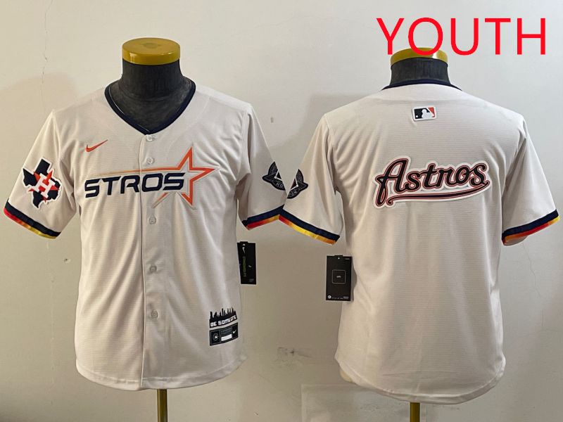 Youth Houston Astros Blank Cream three generations Joint Name 2025 Nike MLB Jersey style 41419